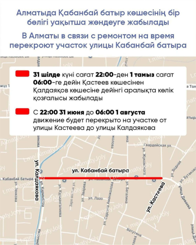 Алматыда түнде көшелердің бірінде көлік қозғалысы шектеледі