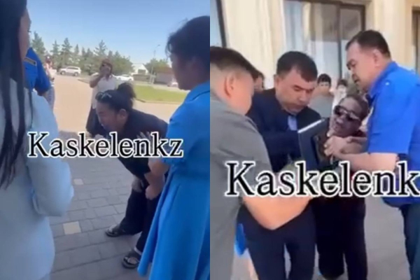Қаскелеңде алты баланың анасы әкімдік алдында өзін өртемек болды (ВИДЕО)